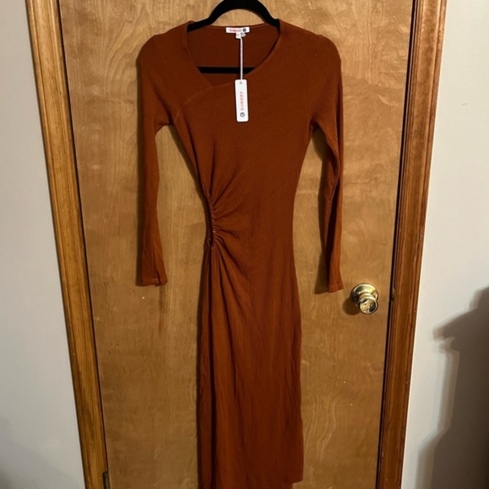 Sundry Ribbed Long Sleeve Dress